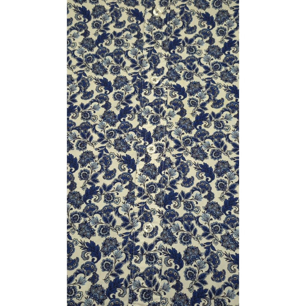 Cremieux Men's Blue‎ & White Flowery Print Button Down Short Sleeve Shirt sz. L - Picture 3 of 11